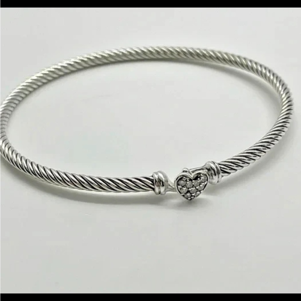 David Yurman New Silver Heart Bracelet diamond authentic pick ur sz S or M - Picture 2 of 5